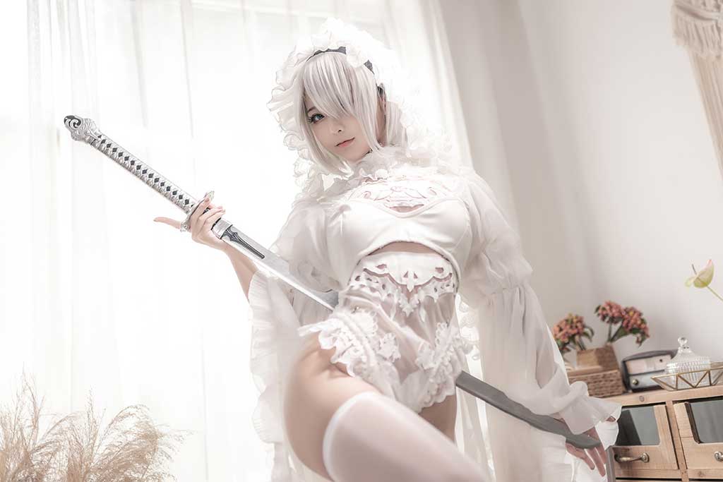 蠢沫沫 尼尔2B cosplay白婚纱缩略图1