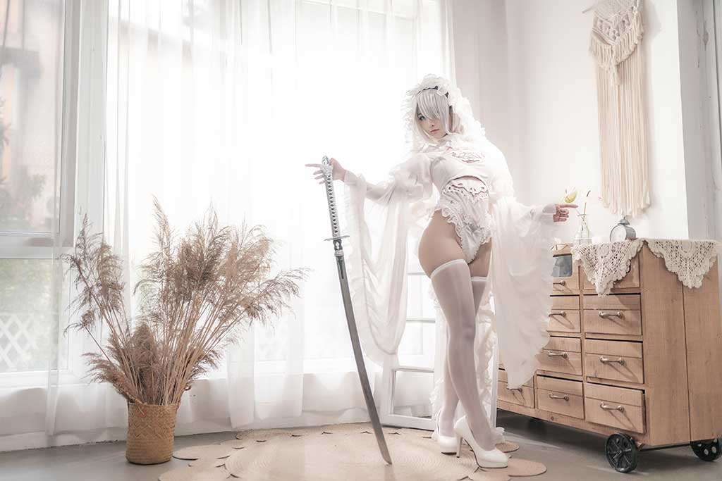 蠢沫沫 尼尔2B cosplay白婚纱缩略图2