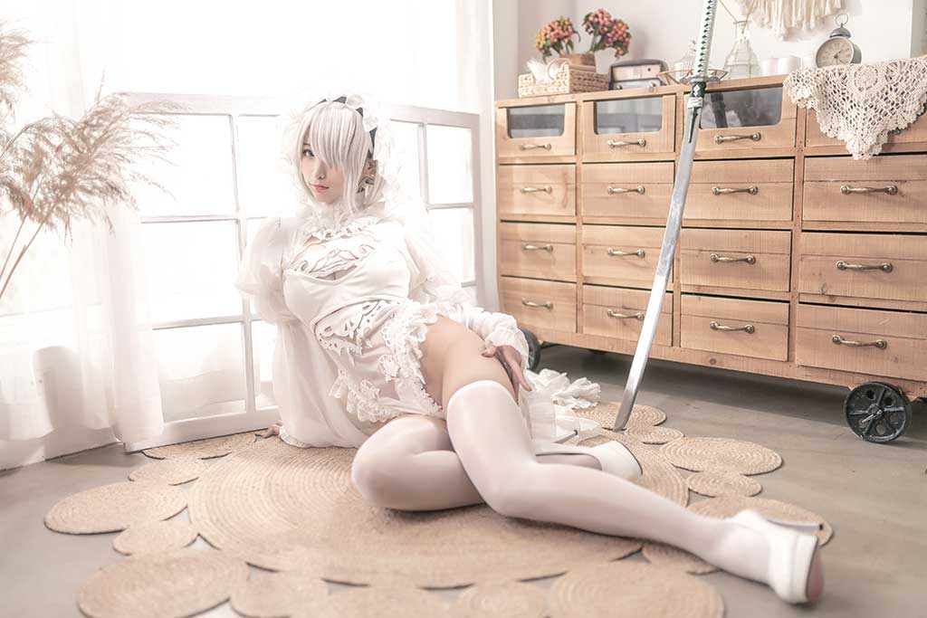 蠢沫沫 尼尔2B cosplay白婚纱缩略图3