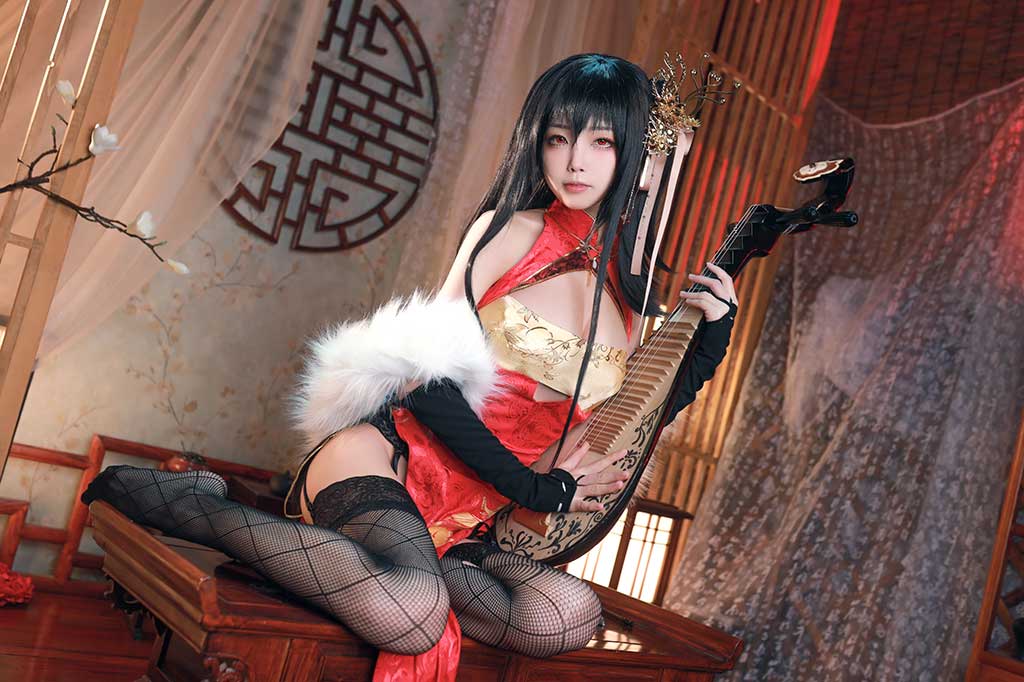  水淼Aqua碧蓝航线Taihou（大凤）cosplay新春红旗袍缩略图2