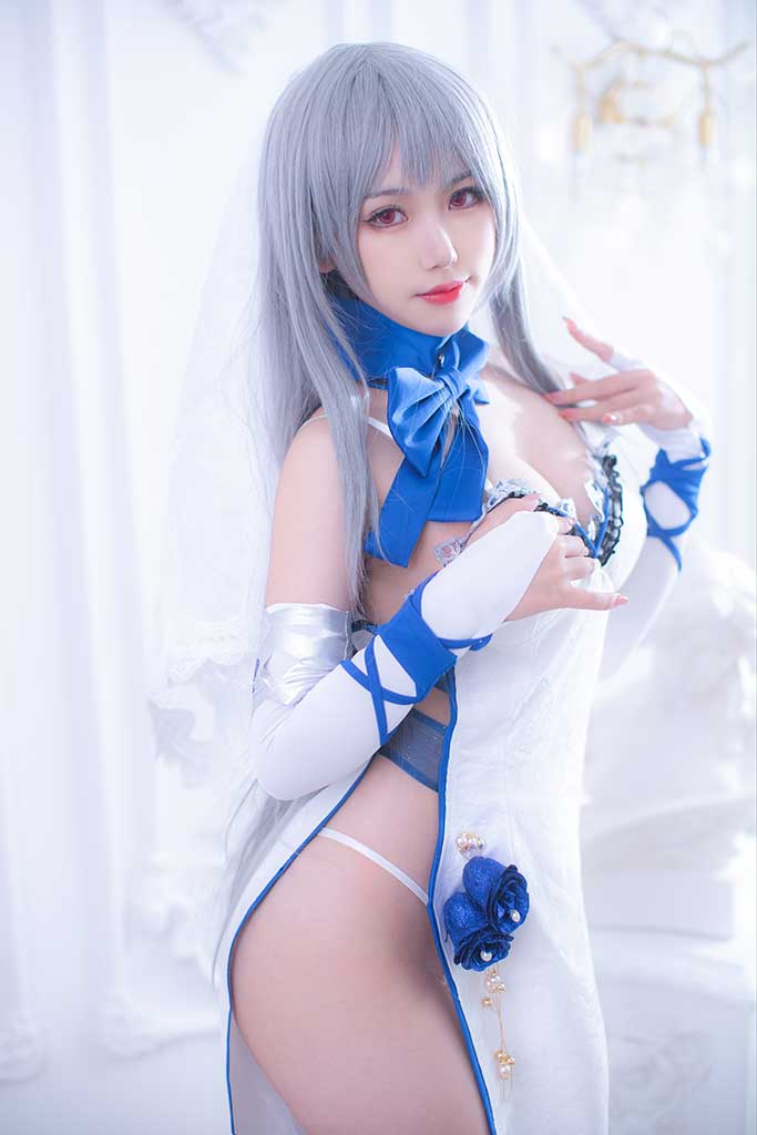 芋圆侑子SJ 碧蓝航线 路易九世cosplay灰发白旗袍礼服缩略图1