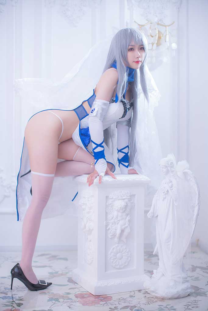 芋圆侑子SJ 碧蓝航线 路易九世cosplay灰发白旗袍礼服缩略图2