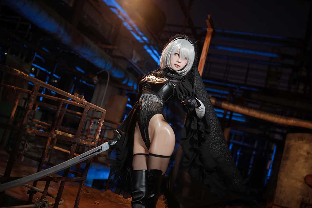 水淼Aqua 尼尔2B cosplay黑白婚纱套装缩略图3