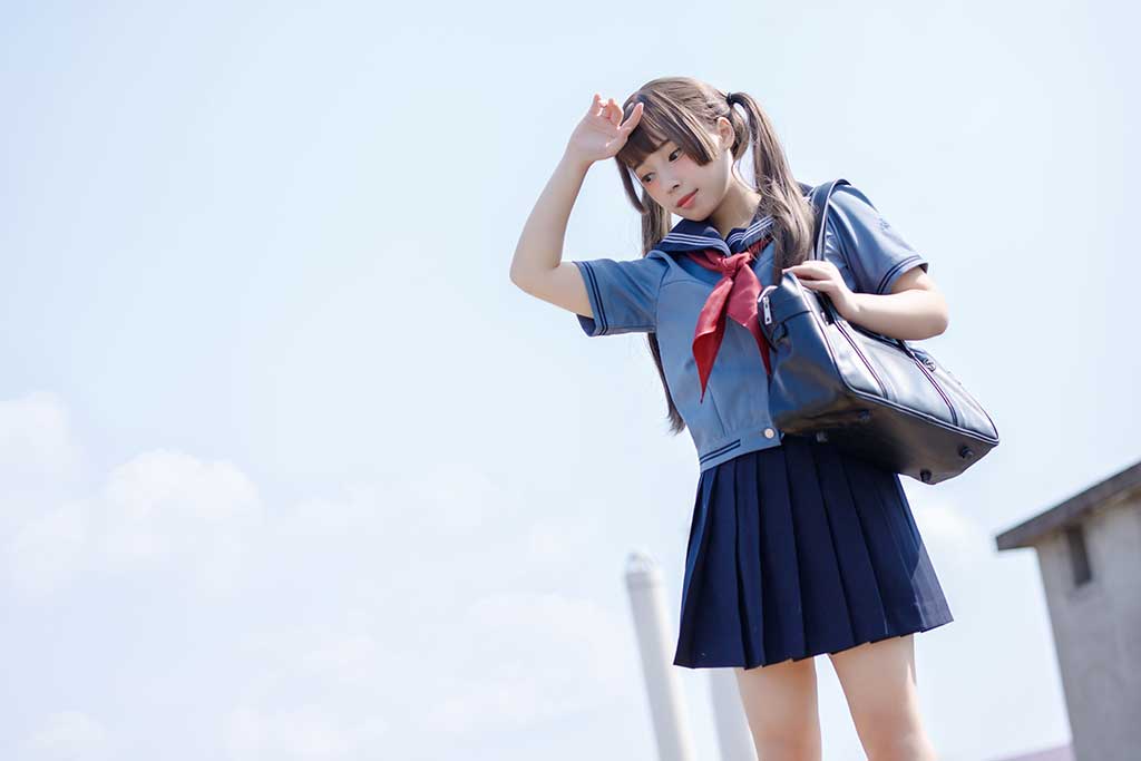 20251523-胡桃猫Kurumineko「天台的爱之告白」蓝水手制服学生装黑棉袜美腿美足6K超高清无水印【126P+4V】-cosplay资源