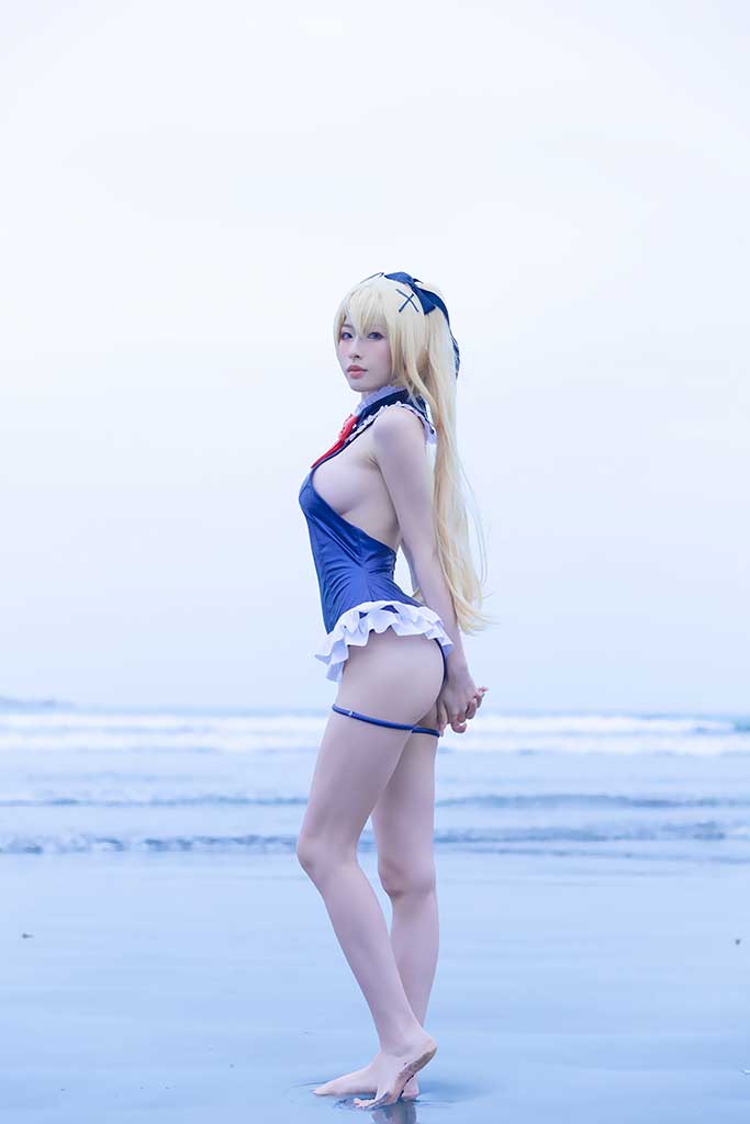 清水由乃 死或生Marie Rose（玛丽萝丝）cosplay蓝色连体泳衣缩略图3