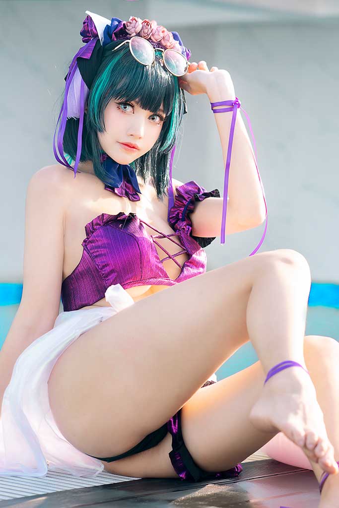 PingPing 碧蓝航线Cheshire（柴郡）cosplay绿发紫内衣缩略图1