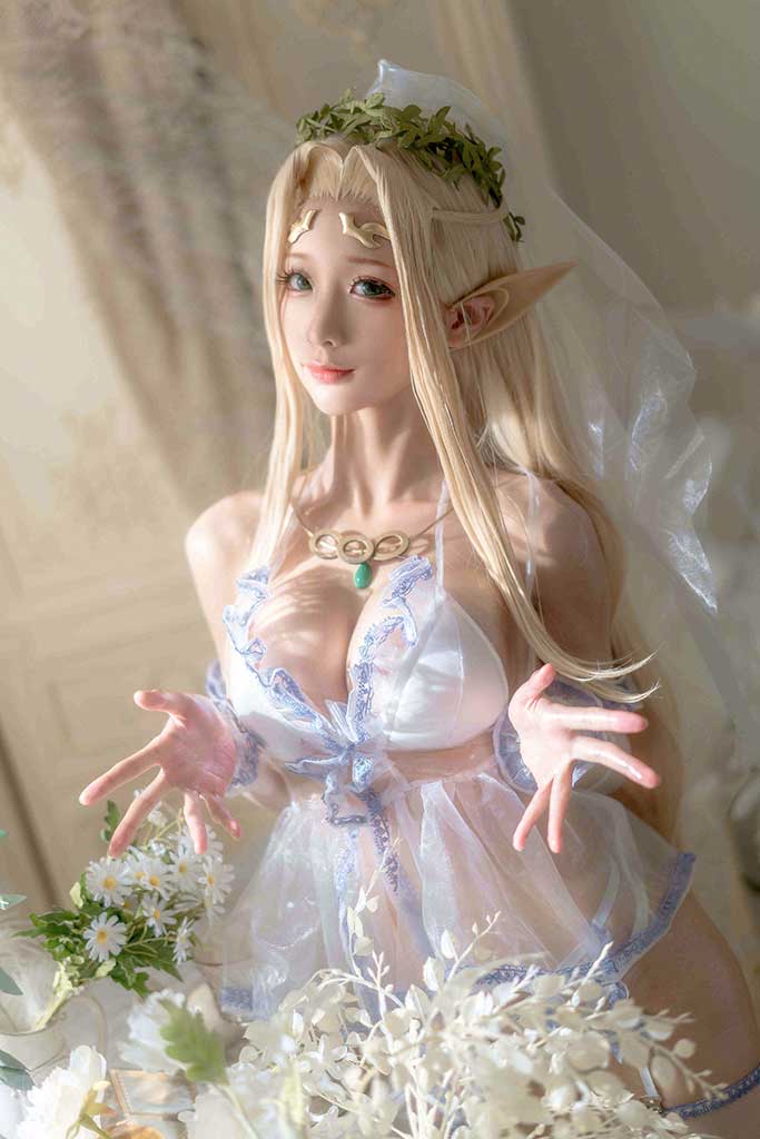 蠢沫沫 黑兽 白精灵「塞蕾斯汀·卢库勒斯 cosplay」婚纱+绅士+原设缩略图1