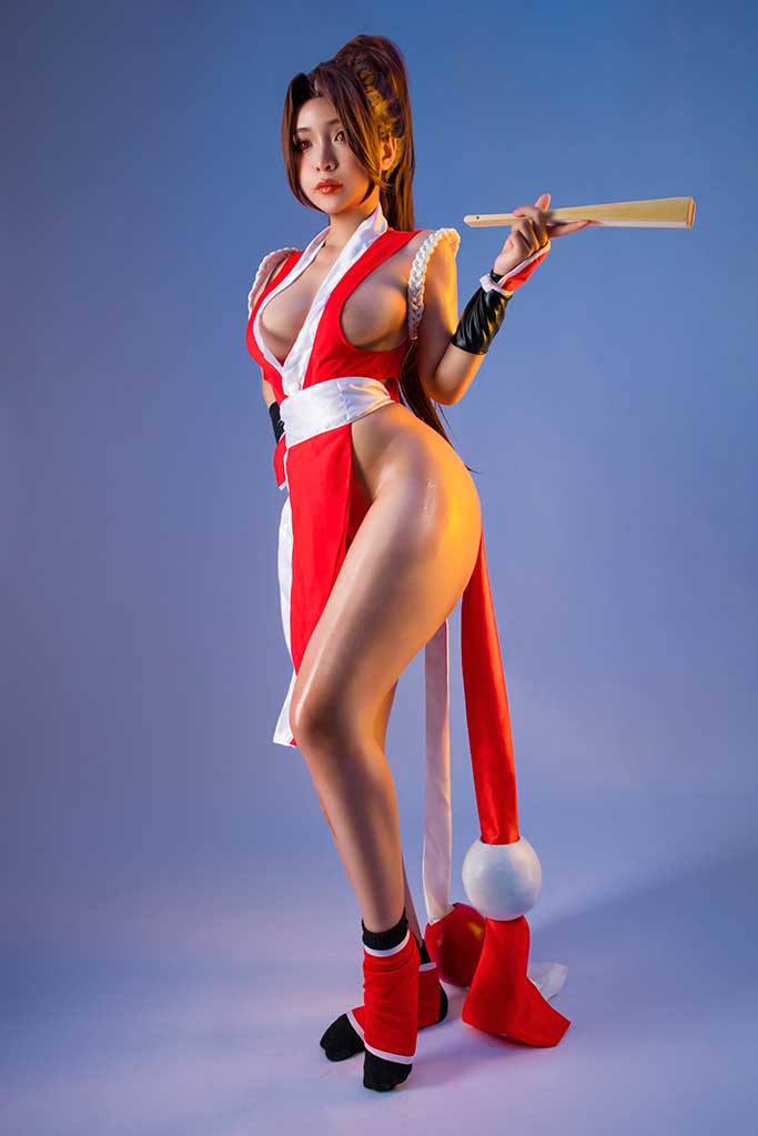 20251229-Umeko J 拳皇 Mai Shiranui(不知火舞)cosplay金发红旗袍 纯色背景6k超高清无水印【78P】-cosplay资源