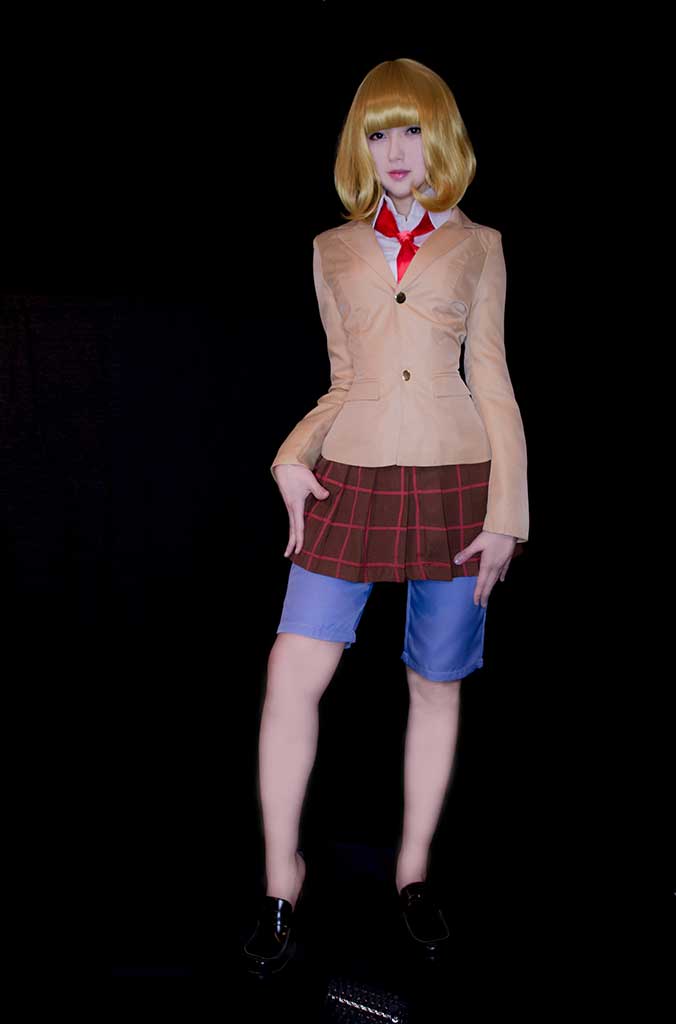 MisswarmJ小暖 监狱学园Hana Midorikawa（绿川花）cosplay原造型美臀 纯色背景缩略图1