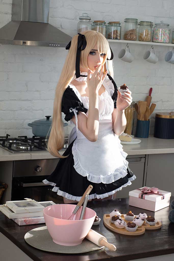 CandyBall 死或生 Marie Rose（玛丽萝丝）cosplay金发黑白女仆装白丝白蕾丝内衣缩略图1