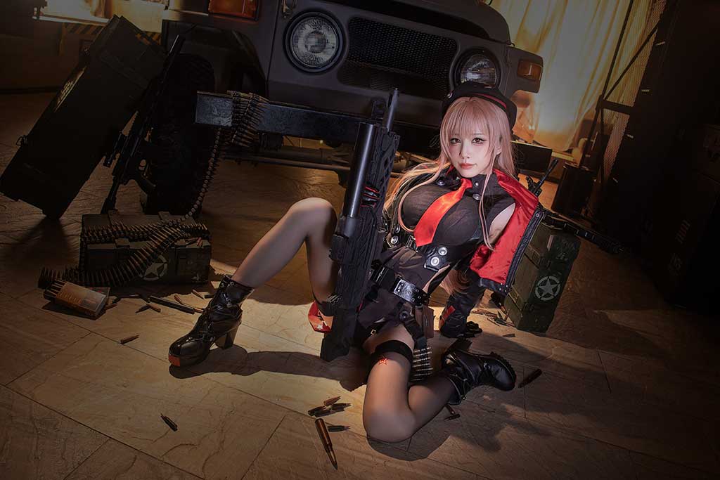 水淼Aqua NIKKE 拉毗 cosplay 原造型与黑丝美腿美足黑内衣套装缩略图1
